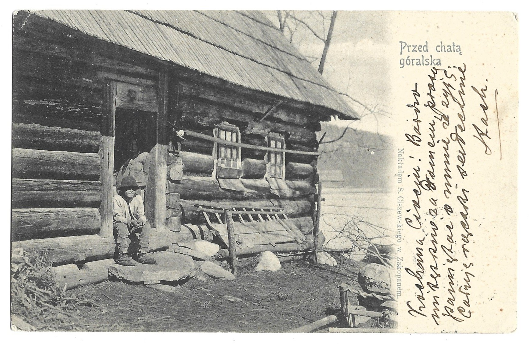 Pocztówka - Przed chatą góralską, 1905 r.