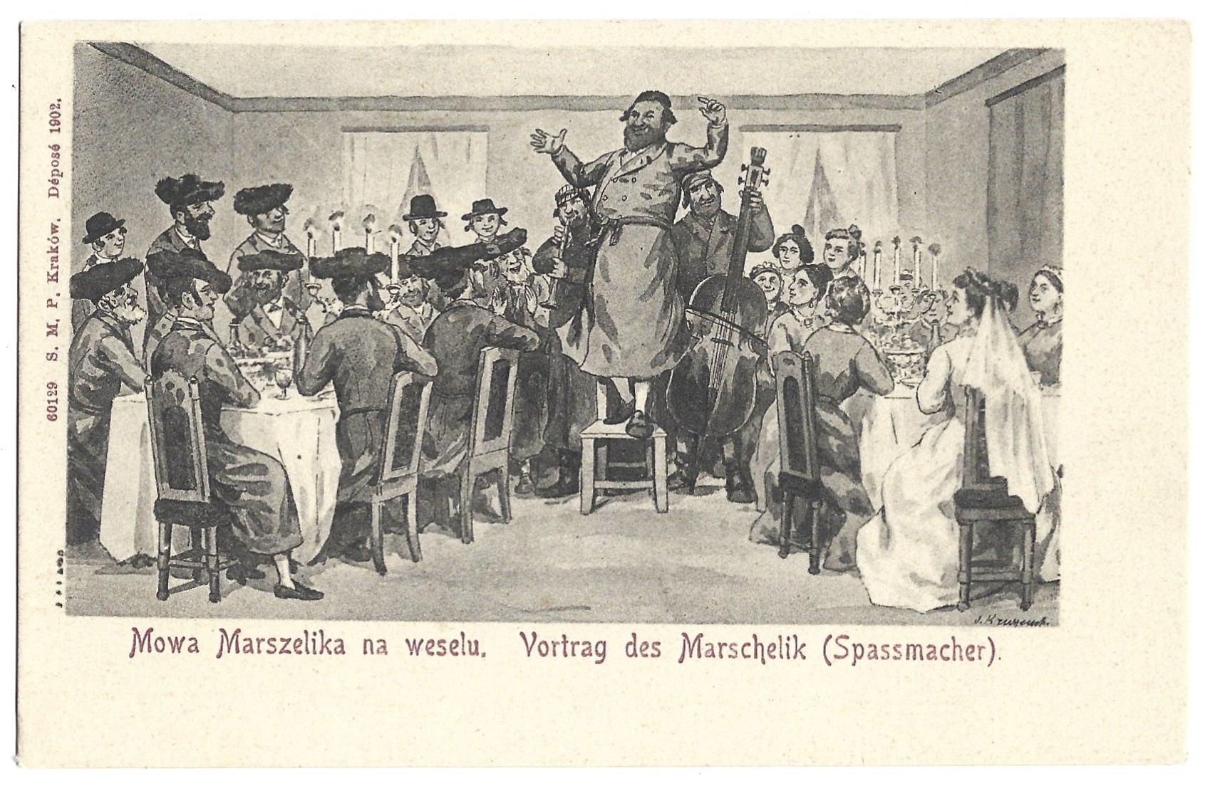 Pocztówka - Mowa Marszelika na weselu. - Vortrag des Marschelik (Spassmacher), 1902 r.