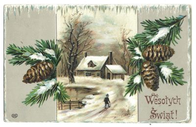 Pocztówka bożonarodzeniowa - Wesołych Świąt! - 1907 r., Kresy wschodnie