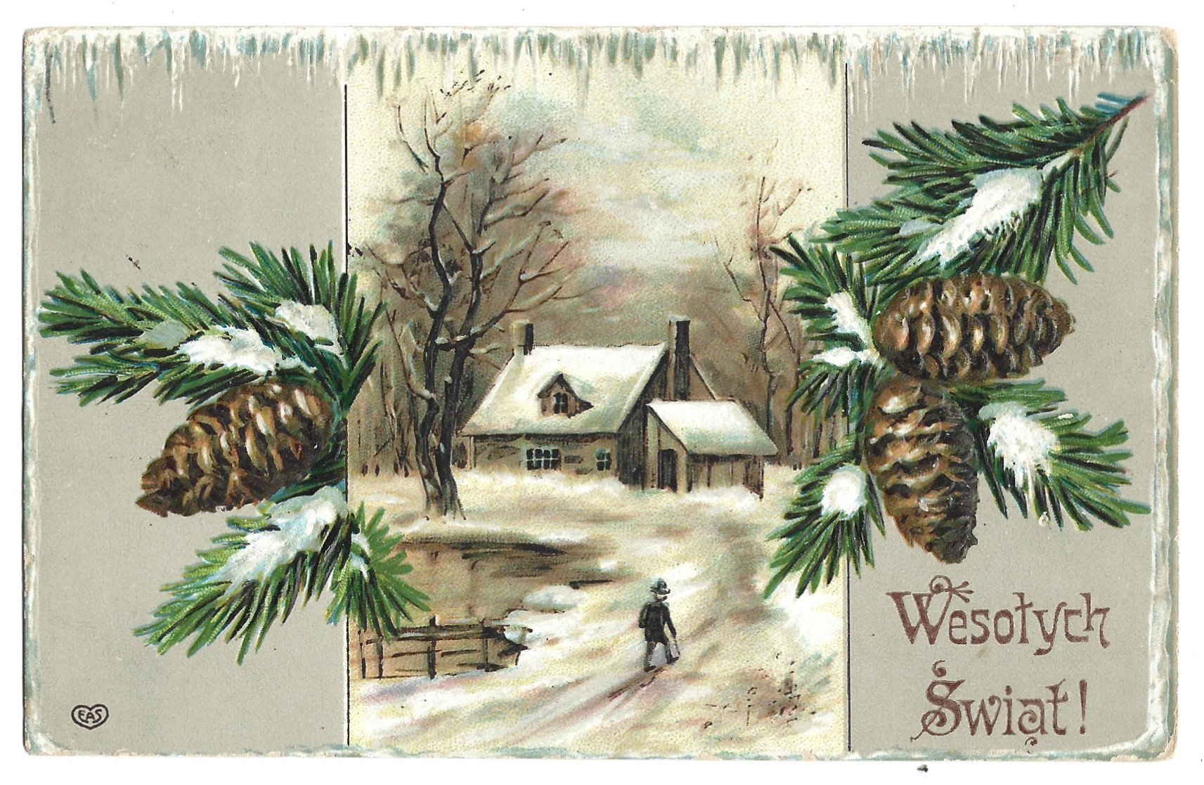 Pocztówka bożonarodzeniowa - Wesołych Świąt! - 1907 r., Kresy wschodnie