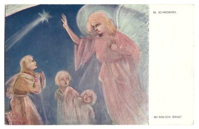 Pocztówka - WESOŁYCH ŚWIĄT - mal. M. Ichnowski
