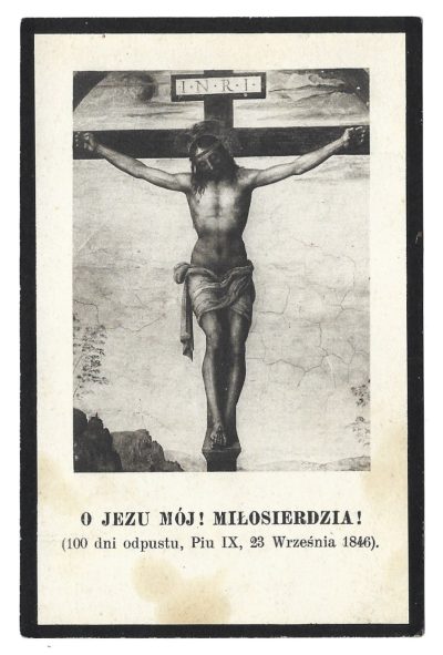 Kartka pogrzebowa – TADEUSZ CIEŃSKI herbu Pomian – 1925 r.