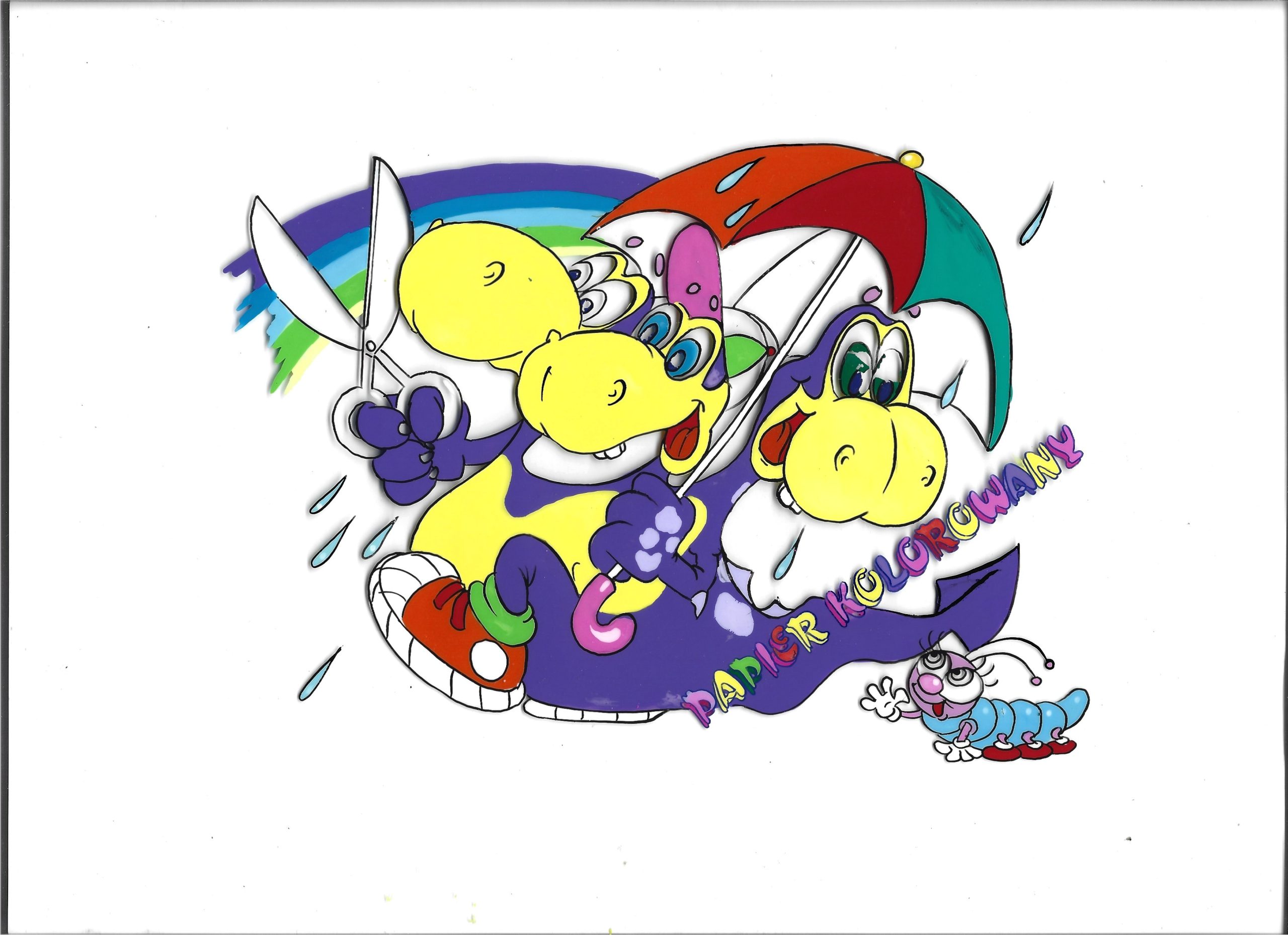 Folia celuloidowa – projekt okładki PAPIER KOLOROWY – smok/dinozaur