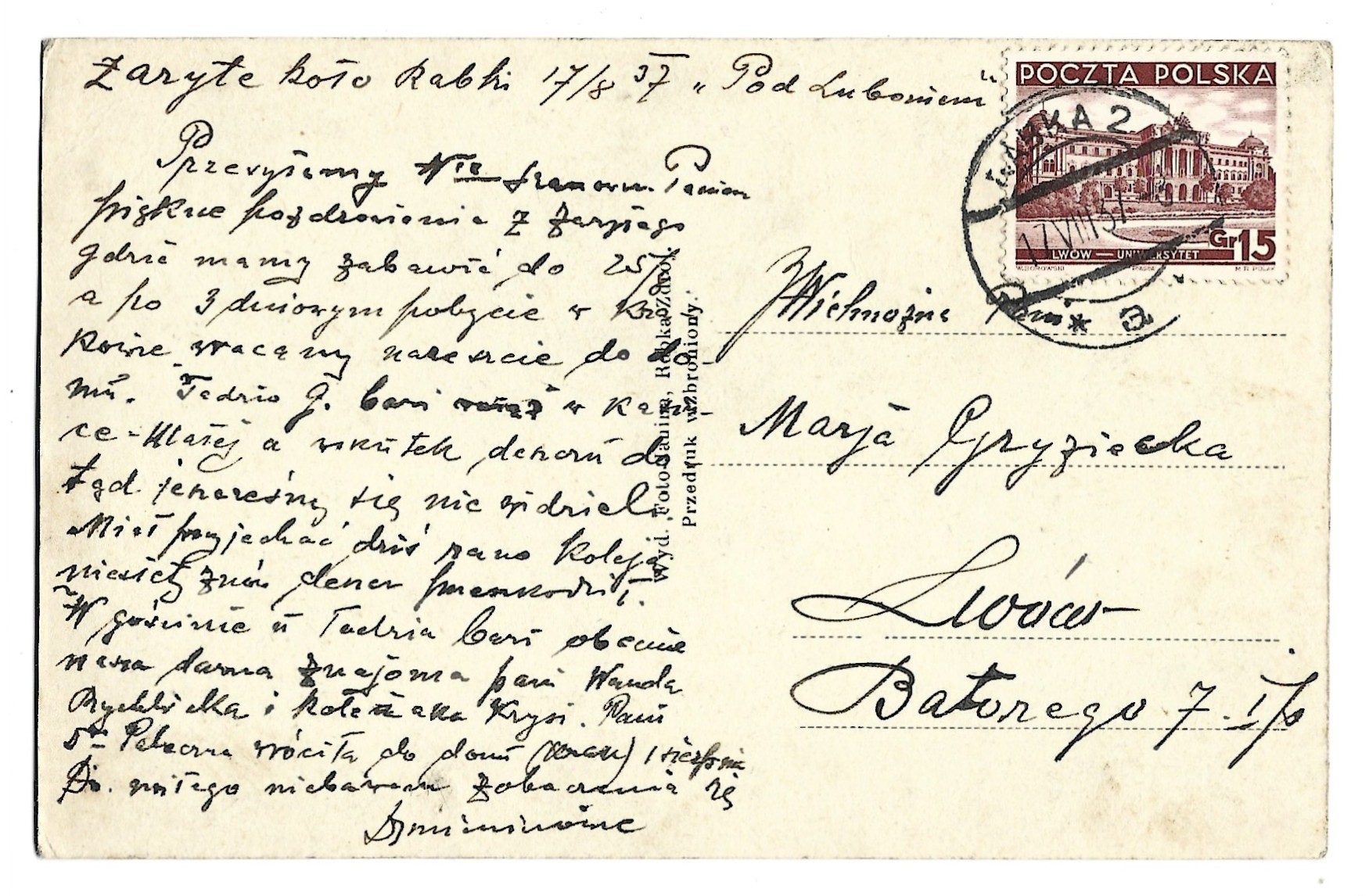 Pocztówka - RABKA-ZARYTE. Widok na skocznię, 1937 r.