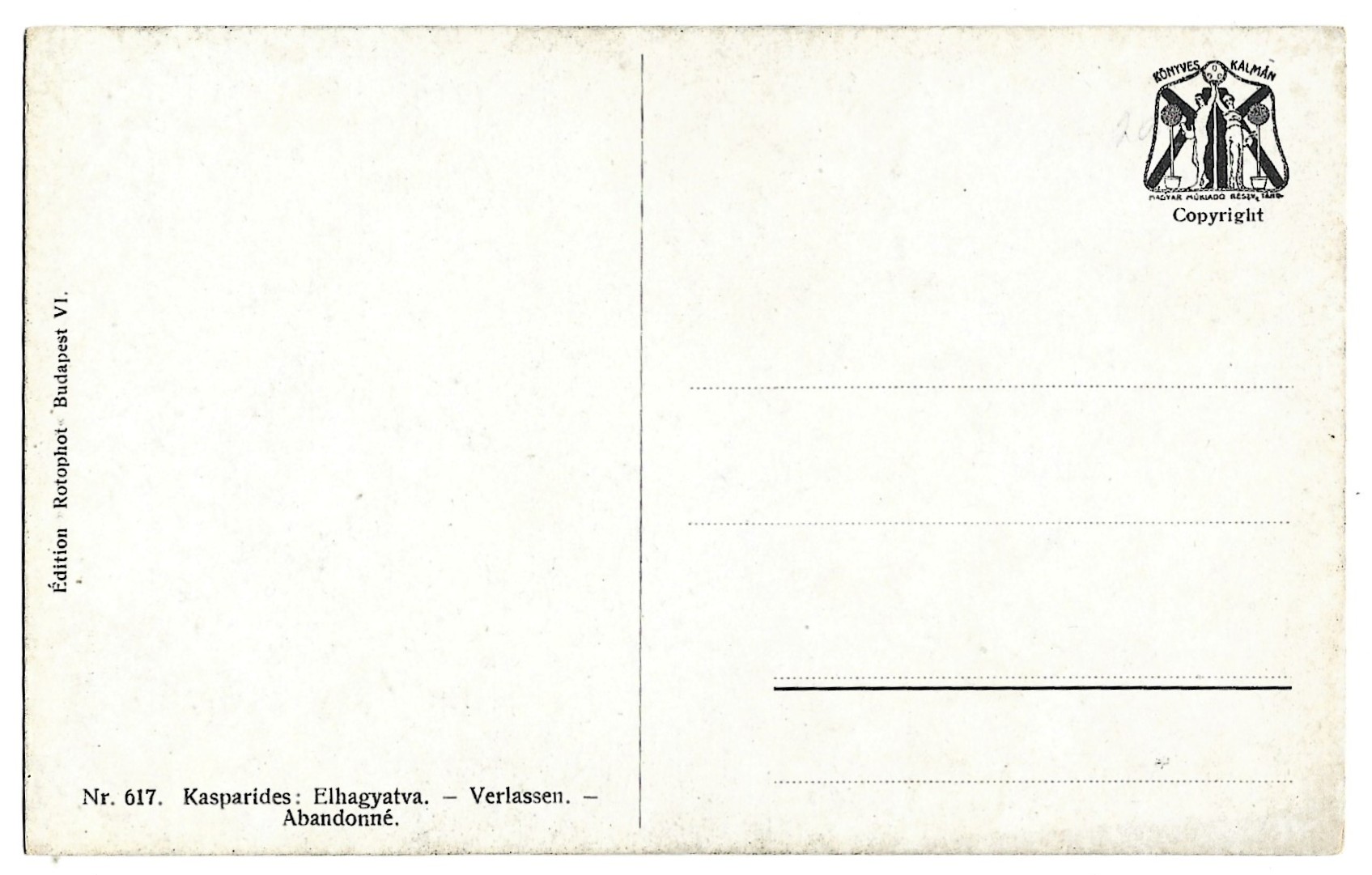 Pocztówka - reprodukcja obrazu - Eduard Kasparides: "Elhagyatva" - Opuszczony