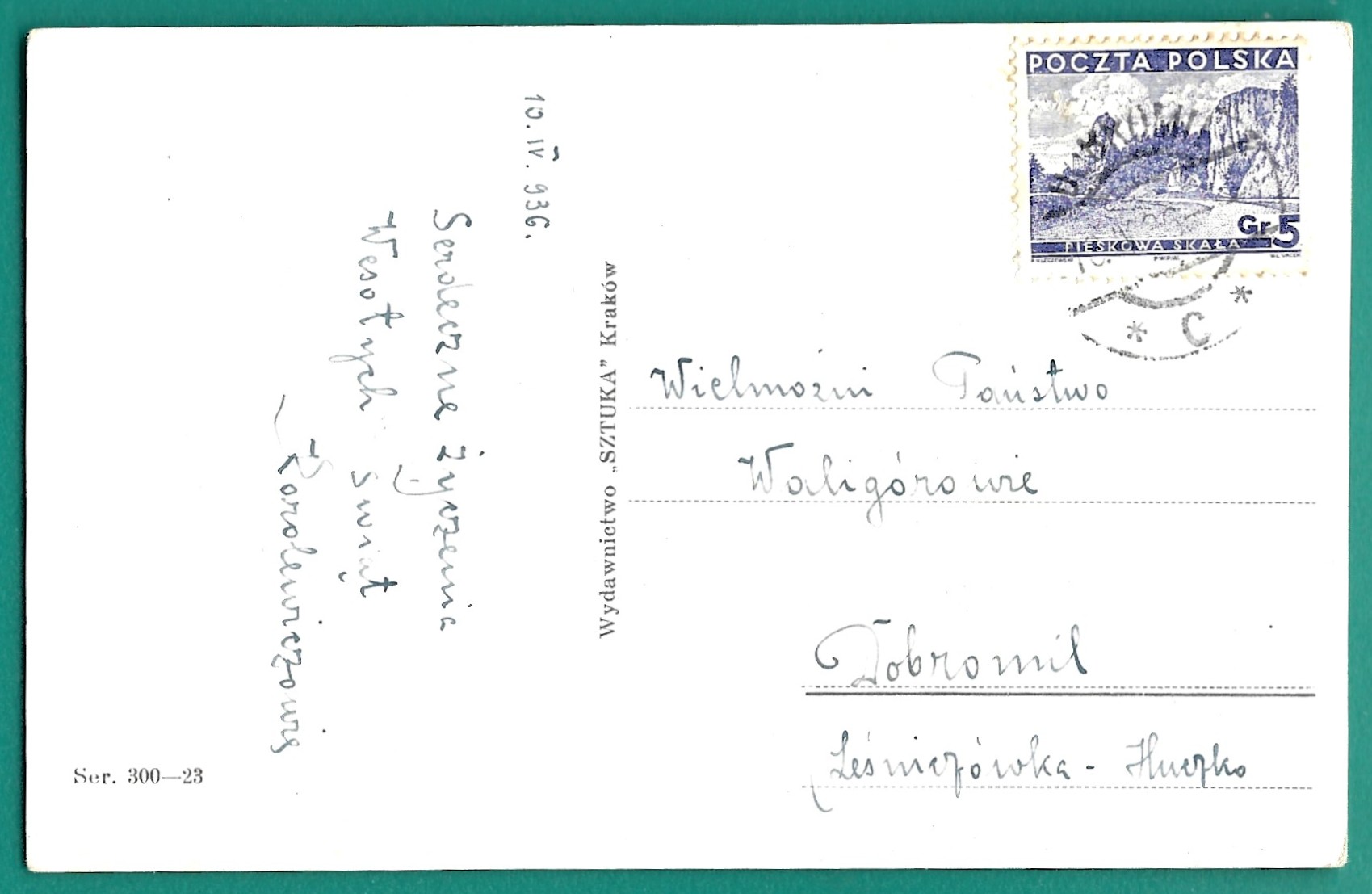 Pocztówka - Wesołego Alleluja - 1936 r. - mal. Ludwik Stasiak