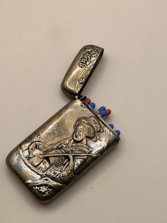 Pojemnik, etui na zapałki - z motywem japońskim - lata 20-te