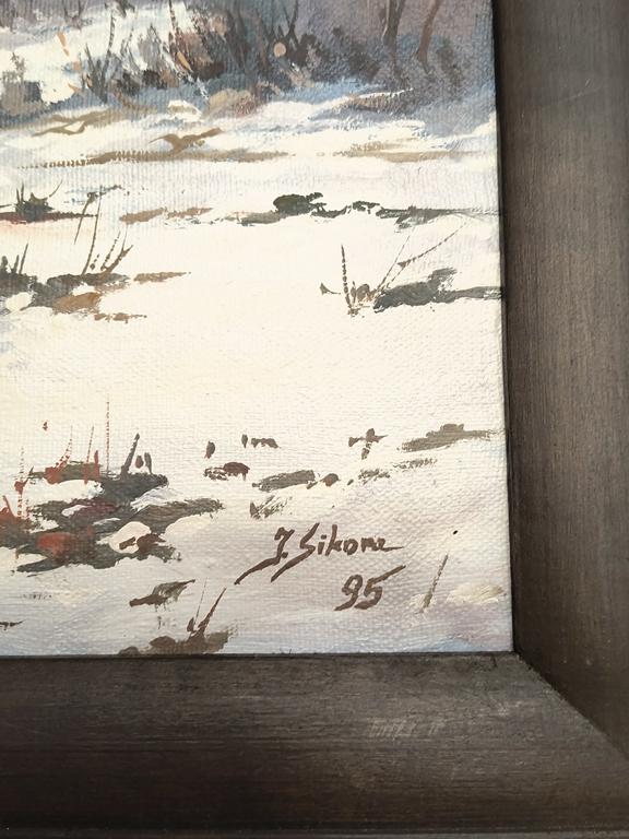 Obraz - pejzaż zimowy, rzeka - J. Sikora