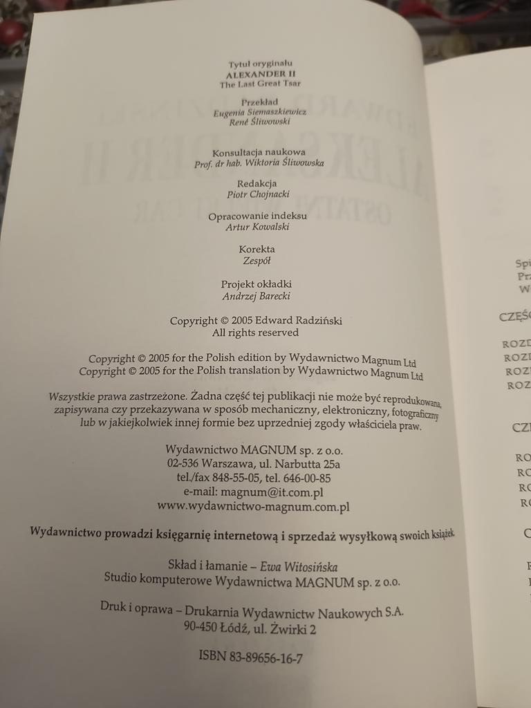 Książka "ALEKSANDER II. Ostatni Wielki Car" Edward Radziński, 2005 r.