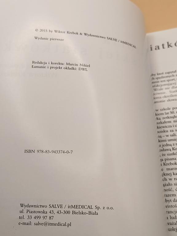 Książka "Historia bielskiej siatkówki widziana okiem Wiktora Kreboka" 2015 r.