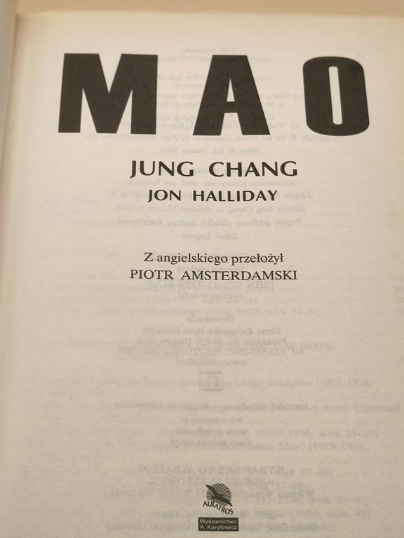 Książka "MAO" Jung Chang, Jon Halliday, 2007 r.