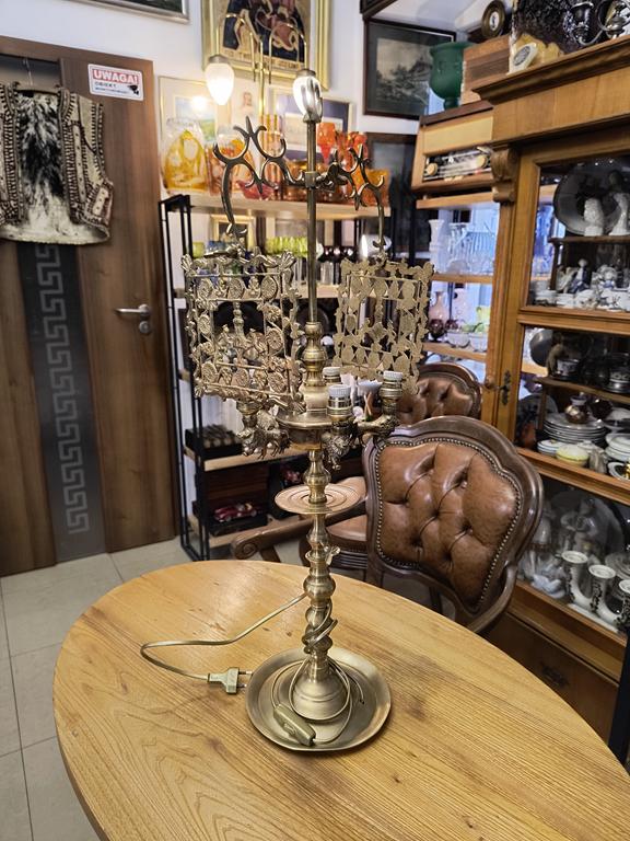 Żydowska lampa oliwna, tzw. florencka - wtórnie zelektryfikowana, XIX w.