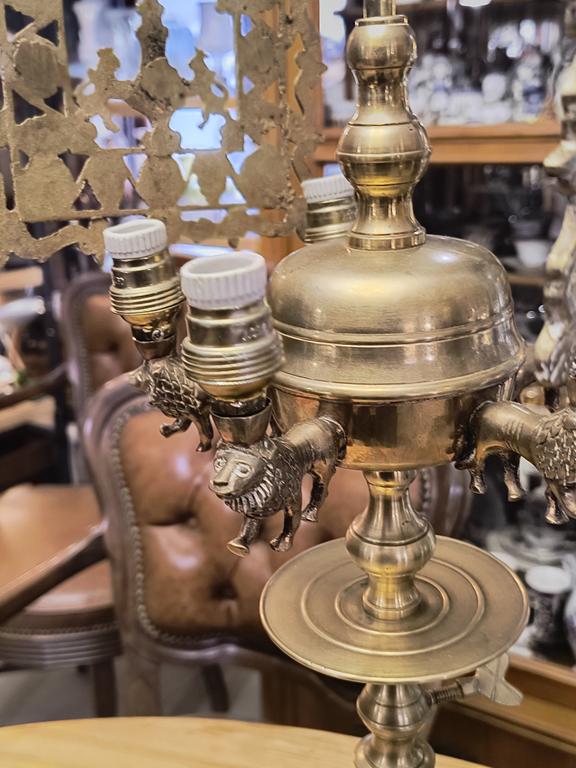 Żydowska lampa oliwna, tzw. florencka - wtórnie zelektryfikowana, XIX w.