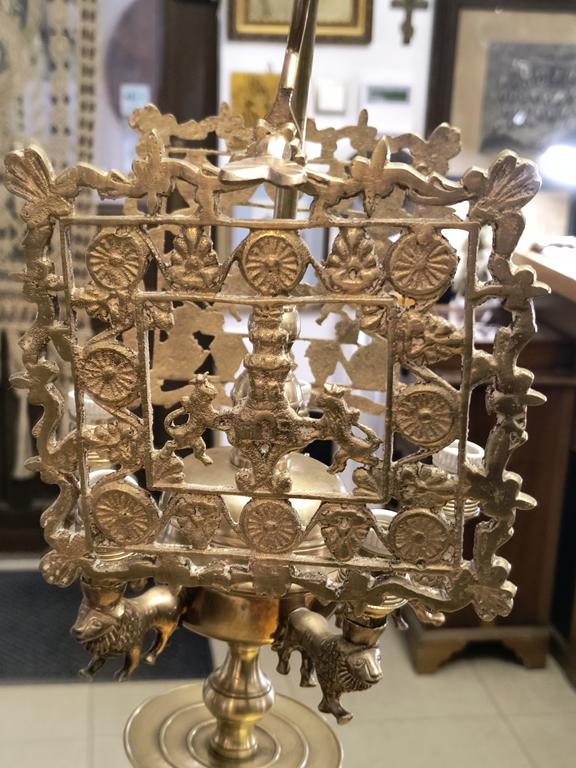 Żydowska lampa oliwna, tzw. florencka - wtórnie zelektryfikowana, XIX w.