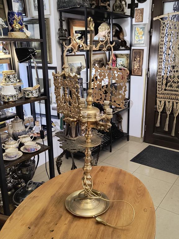 Żydowska lampa oliwna, tzw. florencka - wtórnie zelektryfikowana, XIX w.