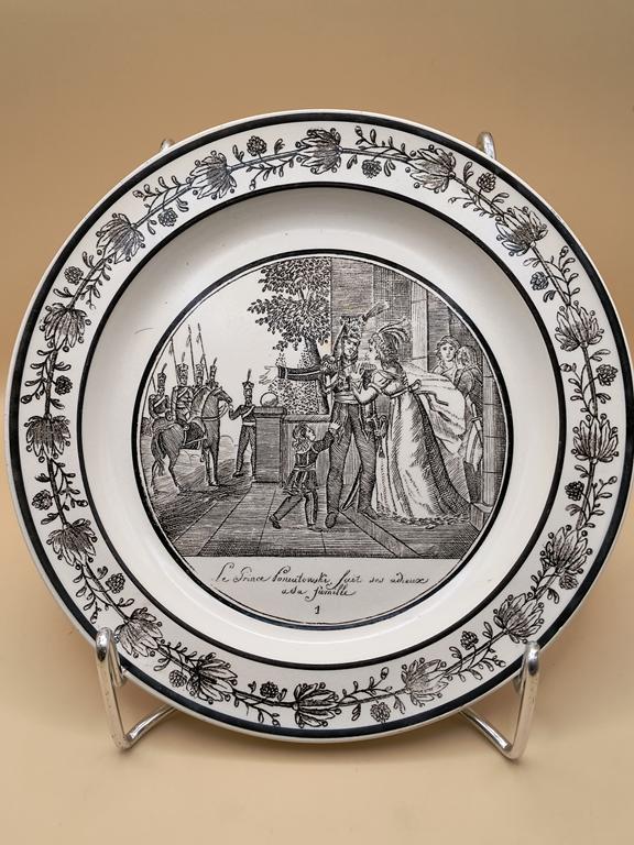 Talerz patriotyczny z księciem Józefem Poniatowskim - sygn. Choisy-le-Roi, Paillart & Hautin, Francja 1824-1835