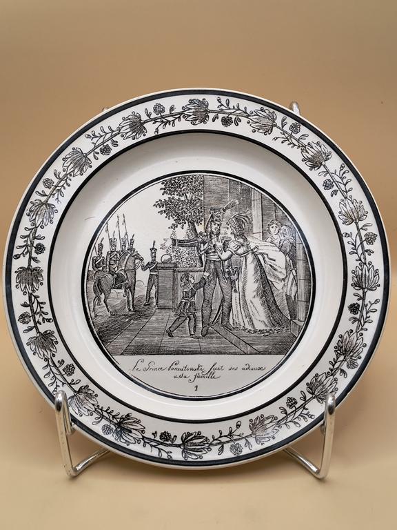 Talerz patriotyczny z księciem Józefem Poniatowskim - sygn. Choisy-le-Roi, Paillart & Hautin, Francja 1824-1835