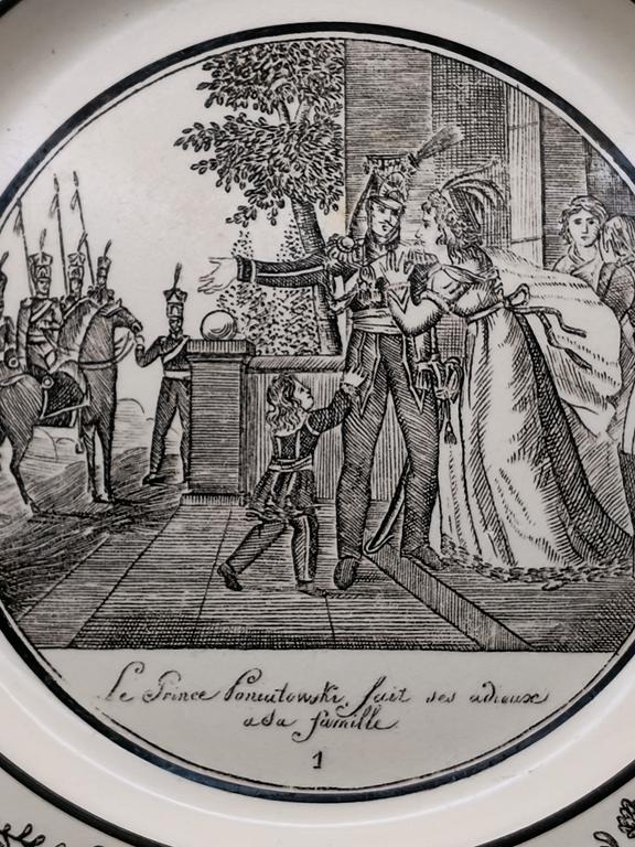 Talerz patriotyczny z księciem Józefem Poniatowskim - sygn. Choisy-le-Roi, Paillart & Hautin, Francja 1824-1835