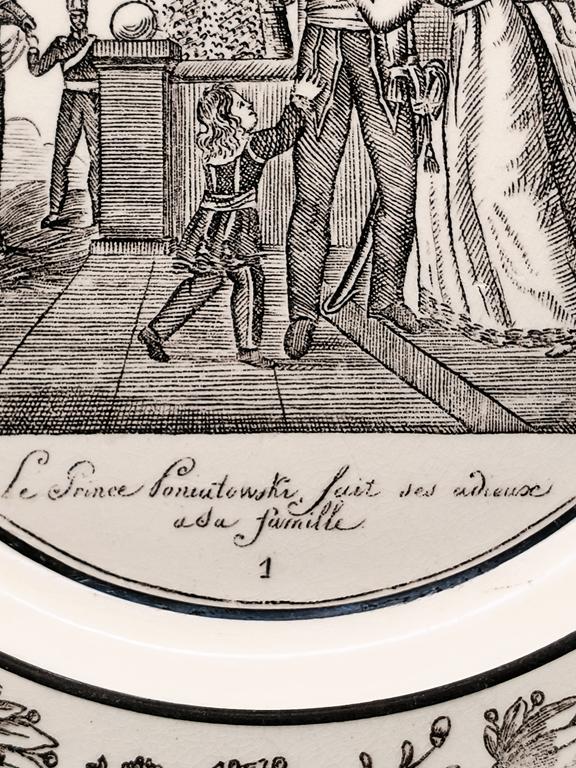 Talerz patriotyczny z księciem Józefem Poniatowskim - sygn. Choisy-le-Roi, Paillart & Hautin, Francja 1824-1835