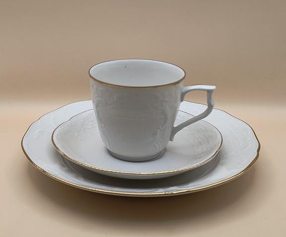 Zestaw śniadaniowy porcelanowy ROSENTHAL - talerzyk i filiżanka ze spodkiem