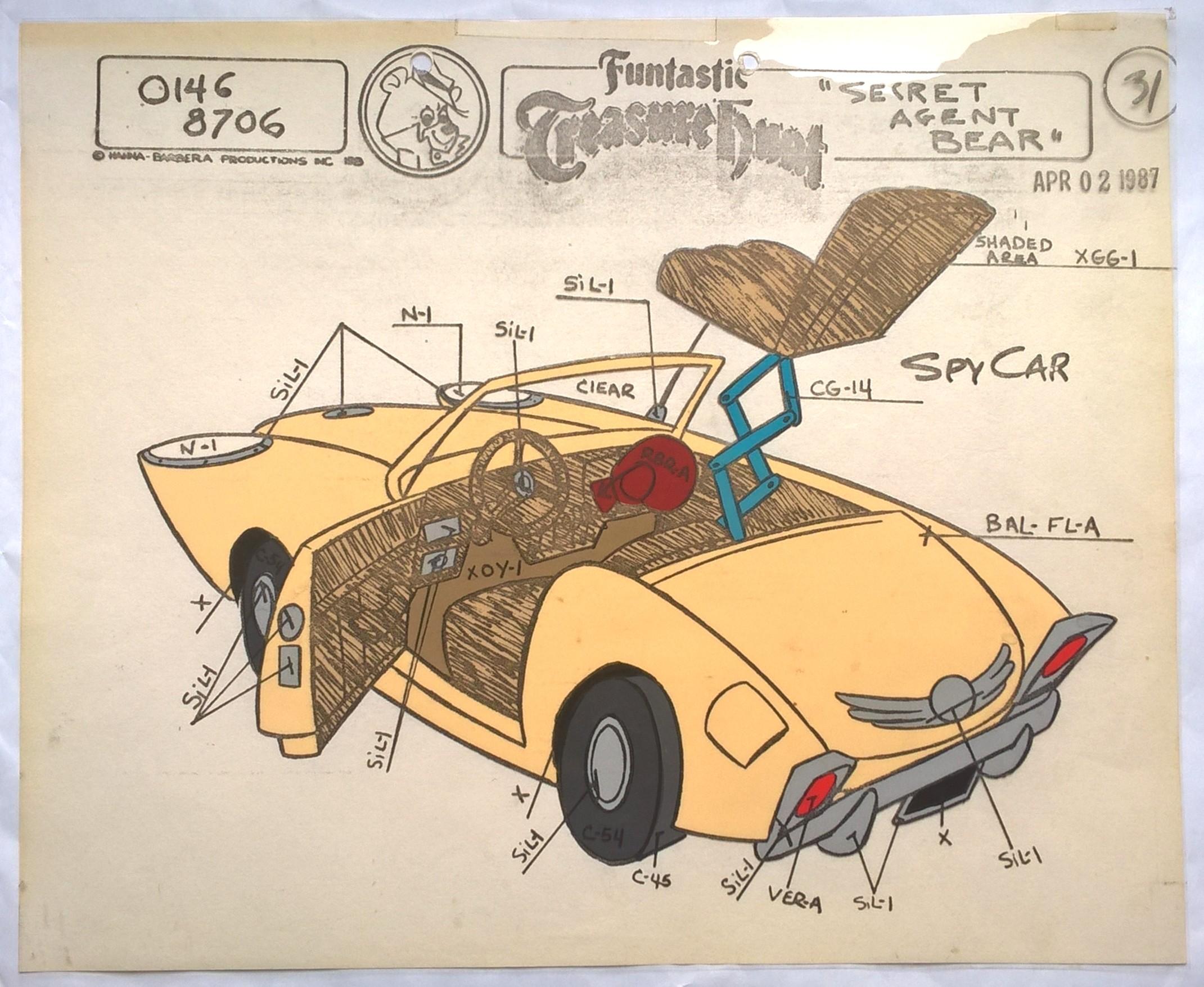 Folia animacyjna z kreskówki Hanna-Barbera – MIŚ YOGI – SPY CAR - samochód szpiegowski (31)