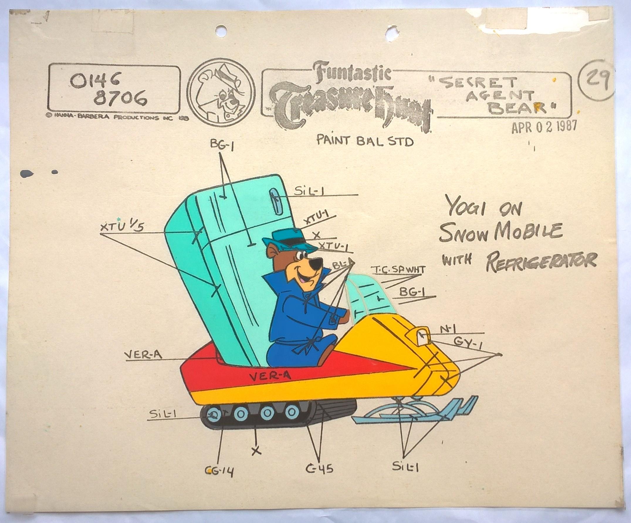Folia animacyjna z kreskówki Hanna-Barbera – MIŚ YOGI - YOGI ON SNOW MOBILE WITH REFRIGERATOR - JOGI na skuterze śnieżnym z lodówką (29)