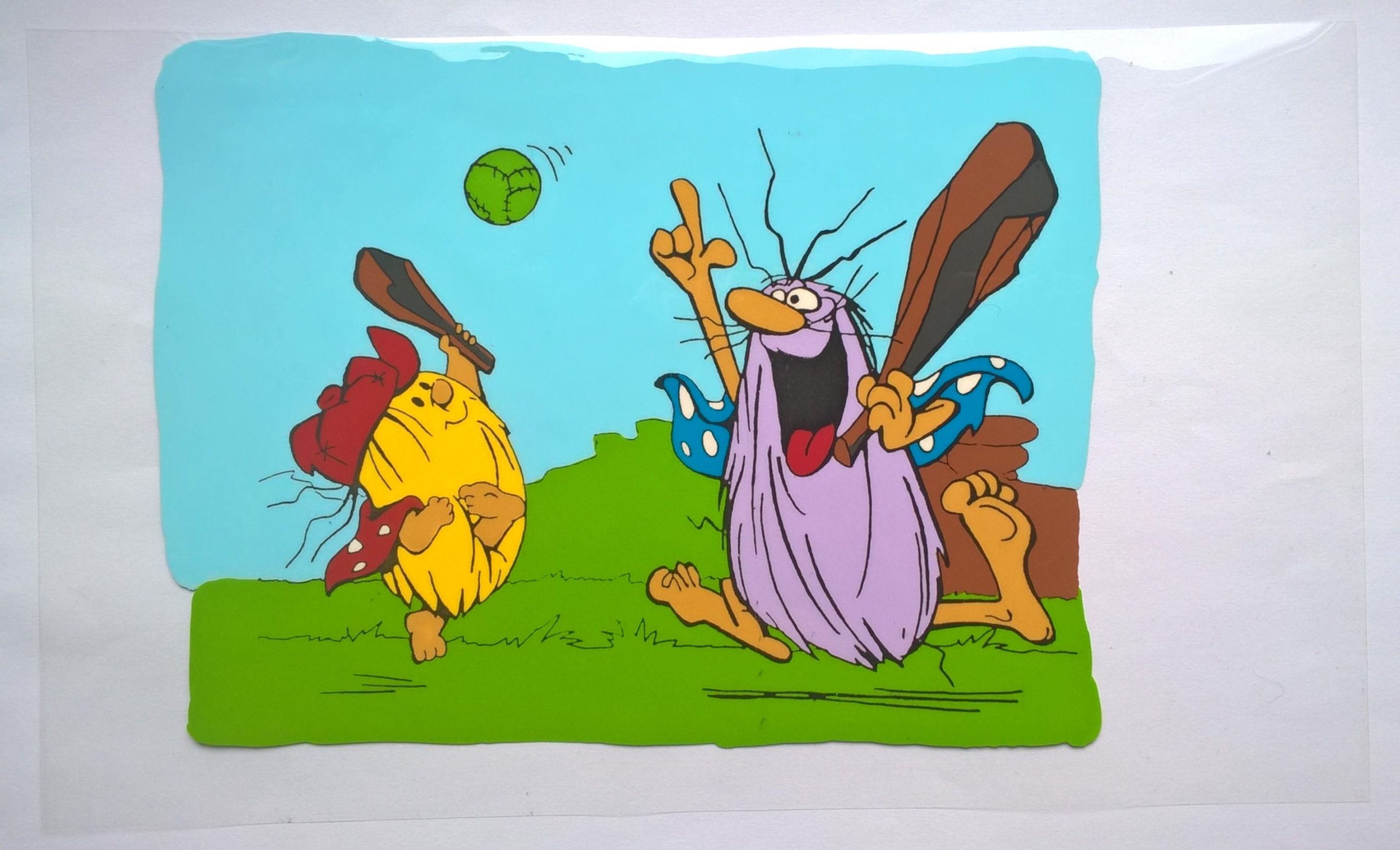 Folia animacyjna celuloidowa z kreskówki HANNA-BARBERA - "CAPTAIN CAVEMAN" - Kapitan Grotman (Jaskiniowiec) i Grotuś Junior