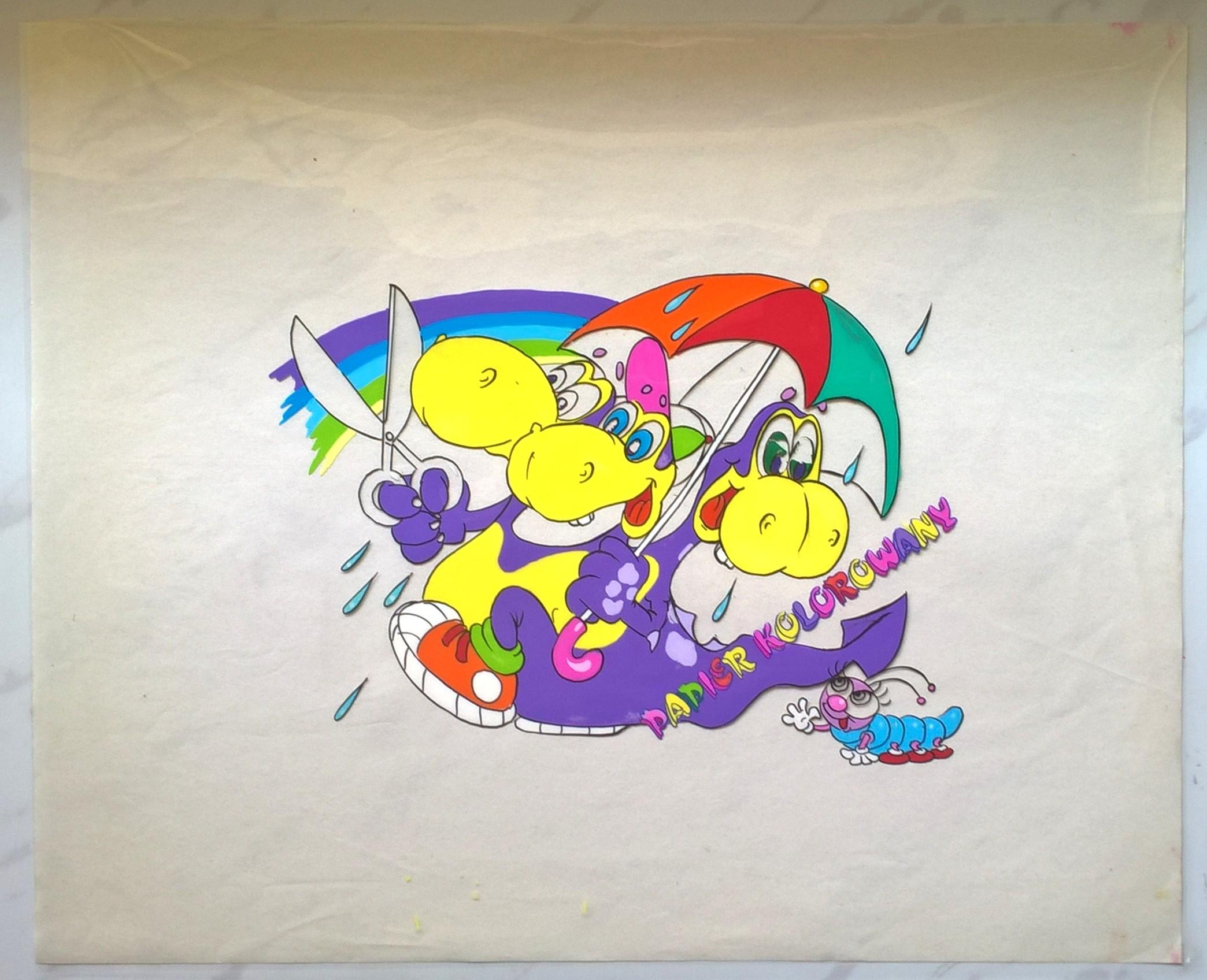 Folia celuloidowa – projekt okładki PAPIER KOLOROWY – smok/dinozaur