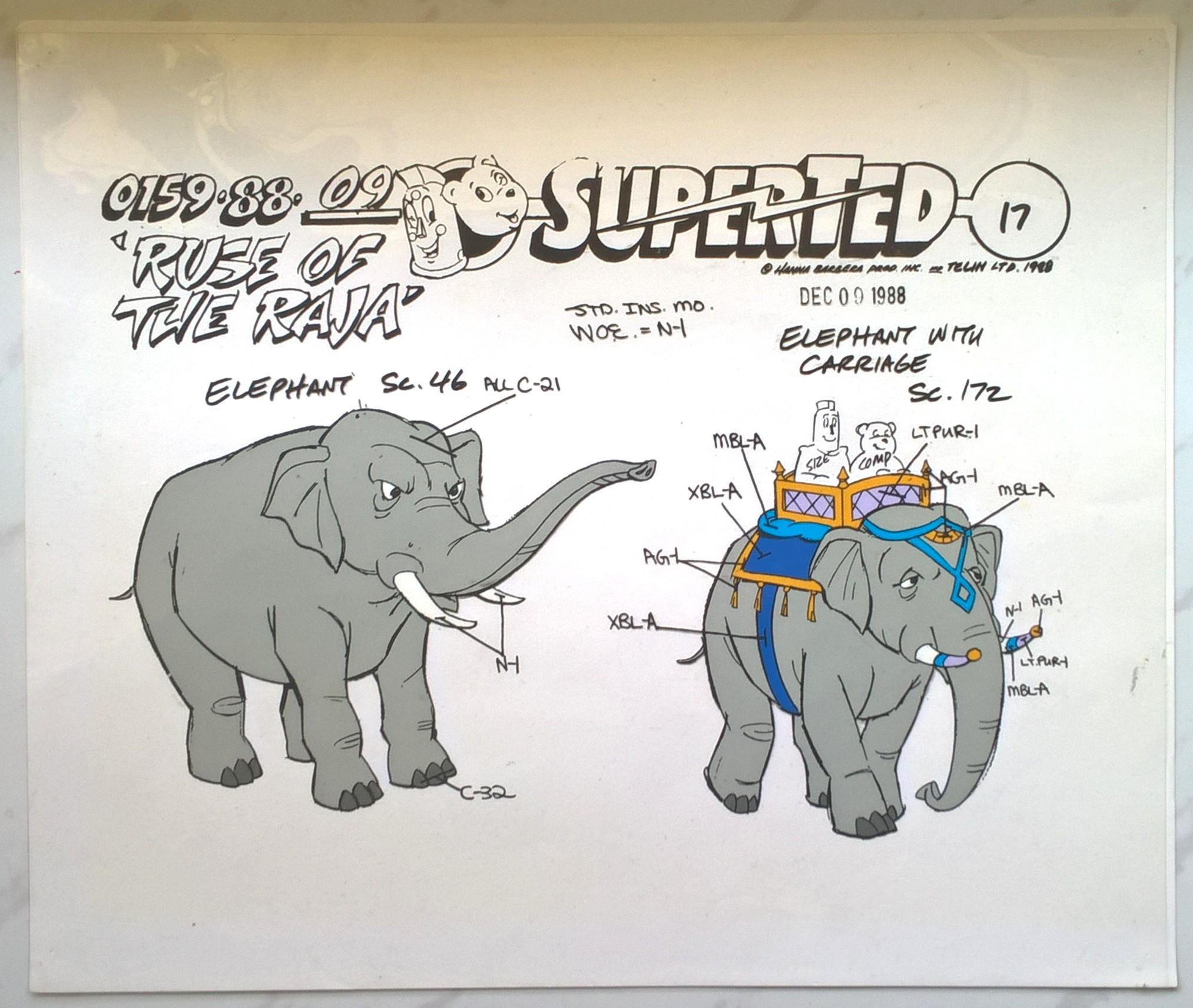 Folia animacyjna celuloidowa z bajki „SuperTed” – ELEPHANT – Słoń – Hanna-Barbera POLAND, 1988 r. (17)