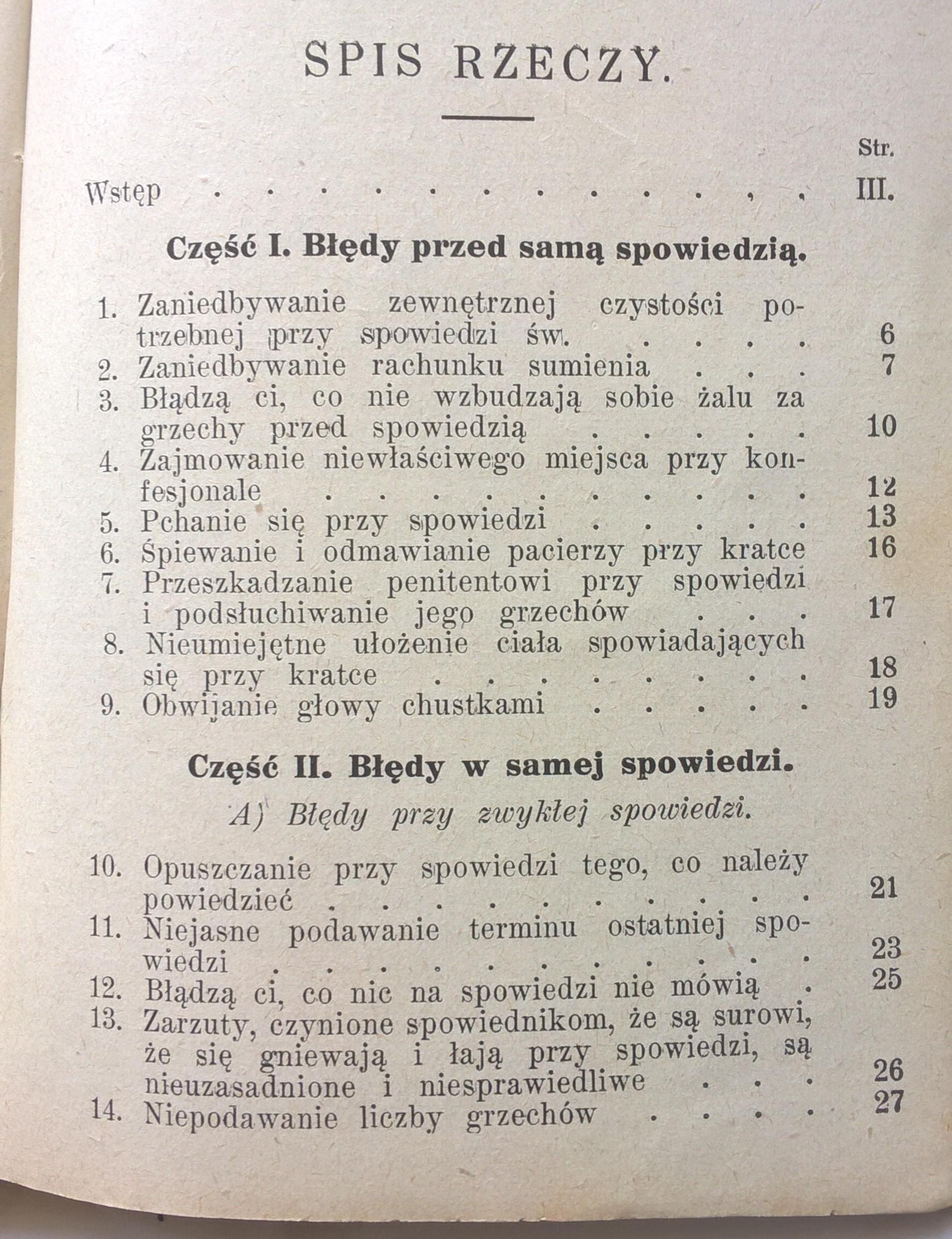 Książka "Błędy popełniane w spowiedzi. Pamiętnik misyjny" Ojciec Konstanty z Głogowa, Kapucyn; 1928 r.
