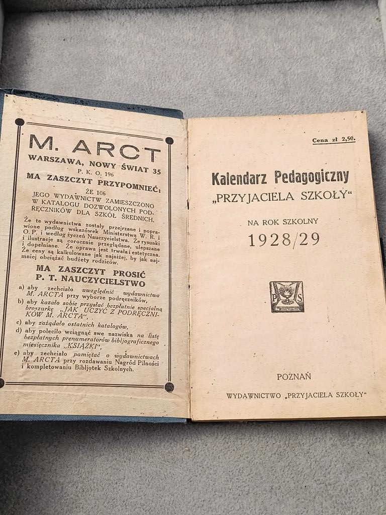Kalendarz pedagogiczny "Przyjaciela Szkoły" na rok szkolny 1928/29