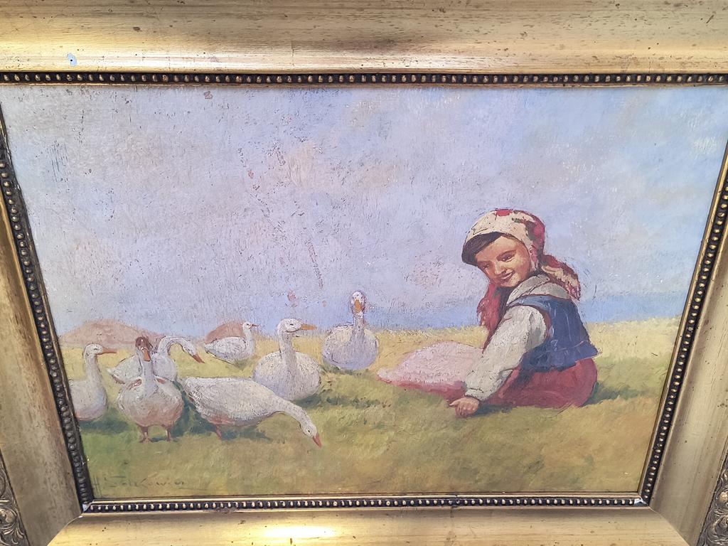Obraz olejny „Gęsiarka” autorstwa Adama Setkowicza - WYPRZEDAŻ
