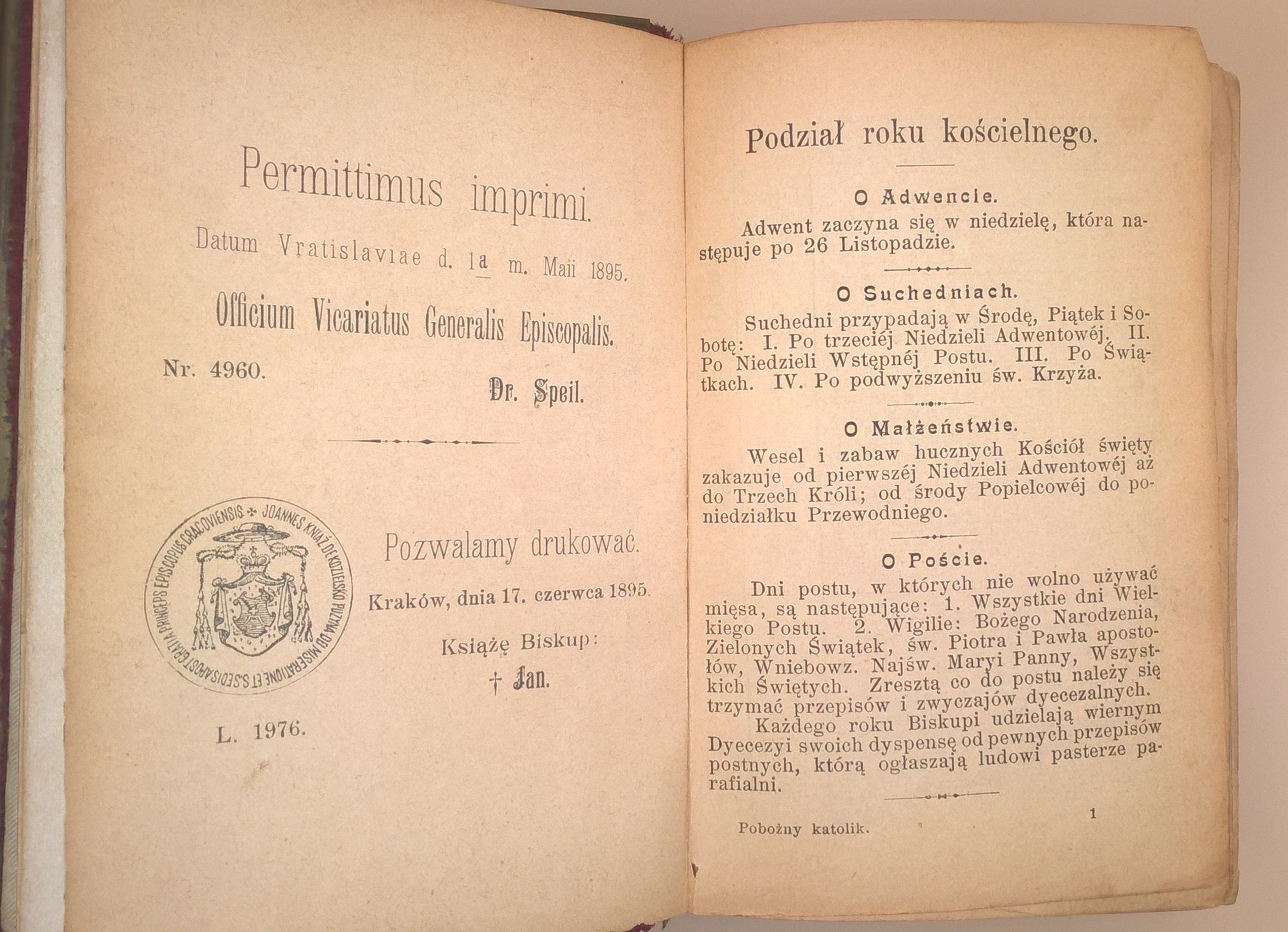 Książeczka modlitewna "Pobożny katolik w modlitwie i śpiewie", 1895 r.