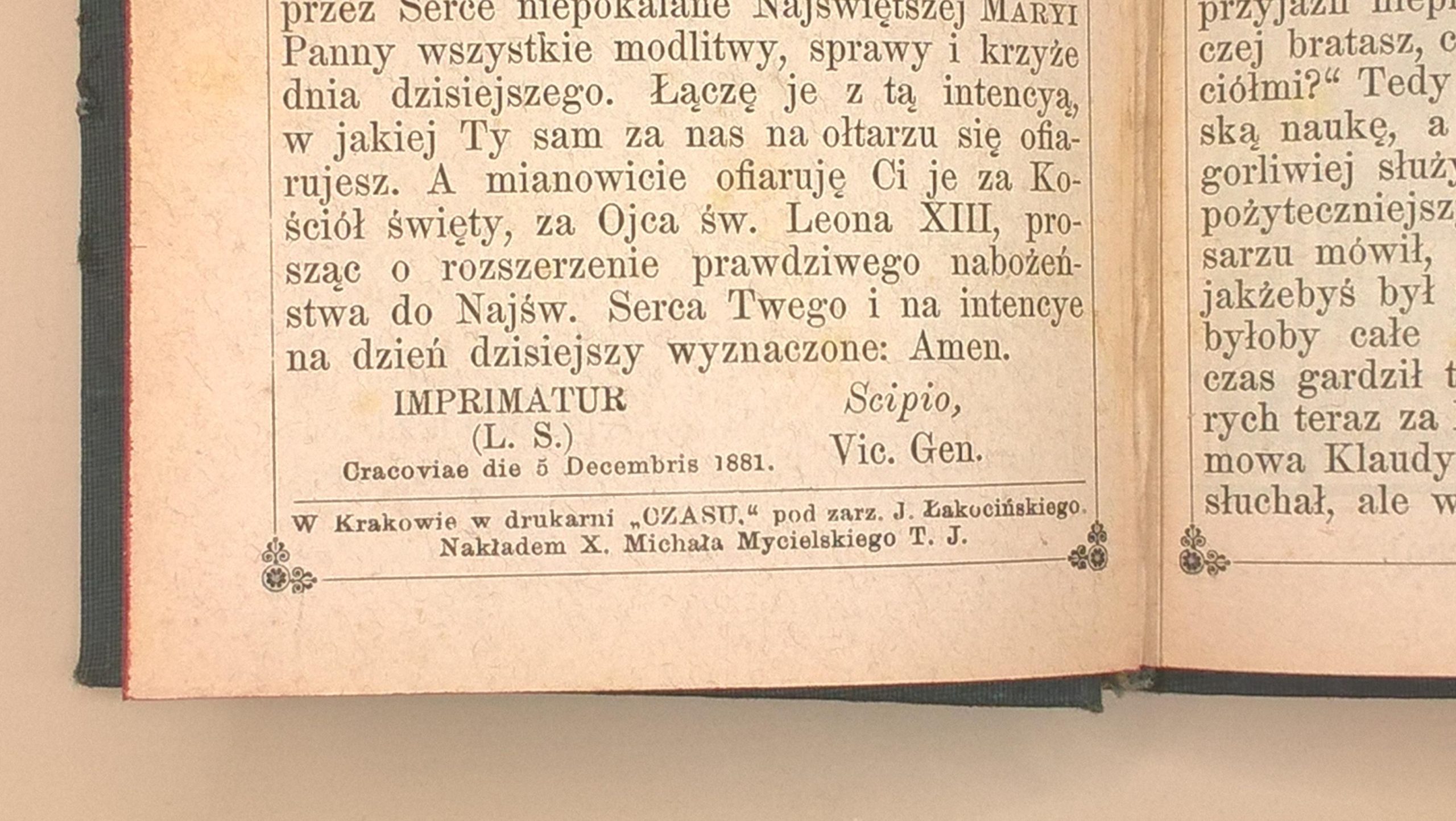 Książeczka modlitewna „Apostolstwo Serca Jezusowego” – rocznik 1882
