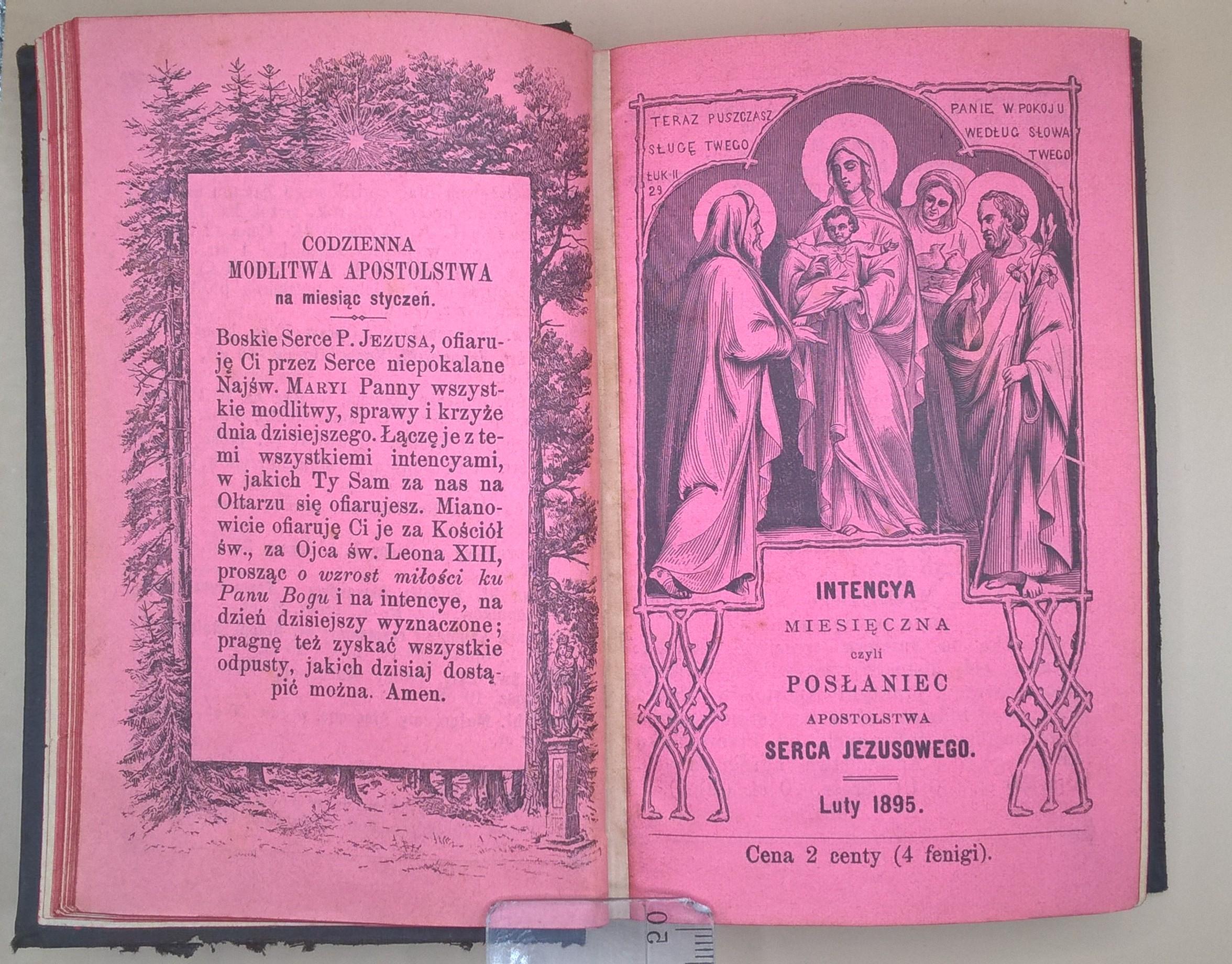 Książeczka modlitewna „Apostolstwo Serca Jezusowego” – rocznik 1895