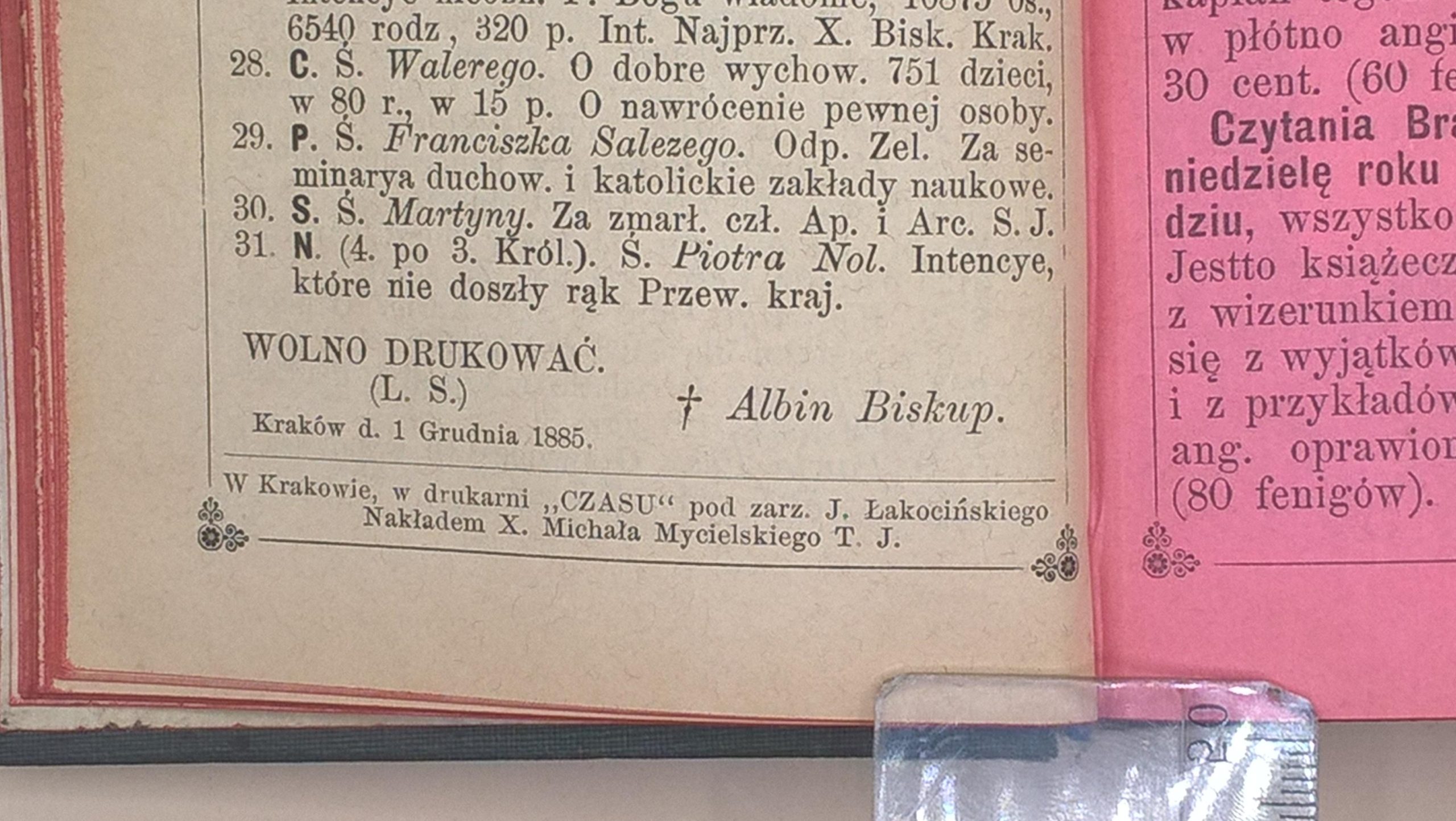 Książeczka modlitewna „Apostolstwo Serca Jezusowego” – rocznik 1886