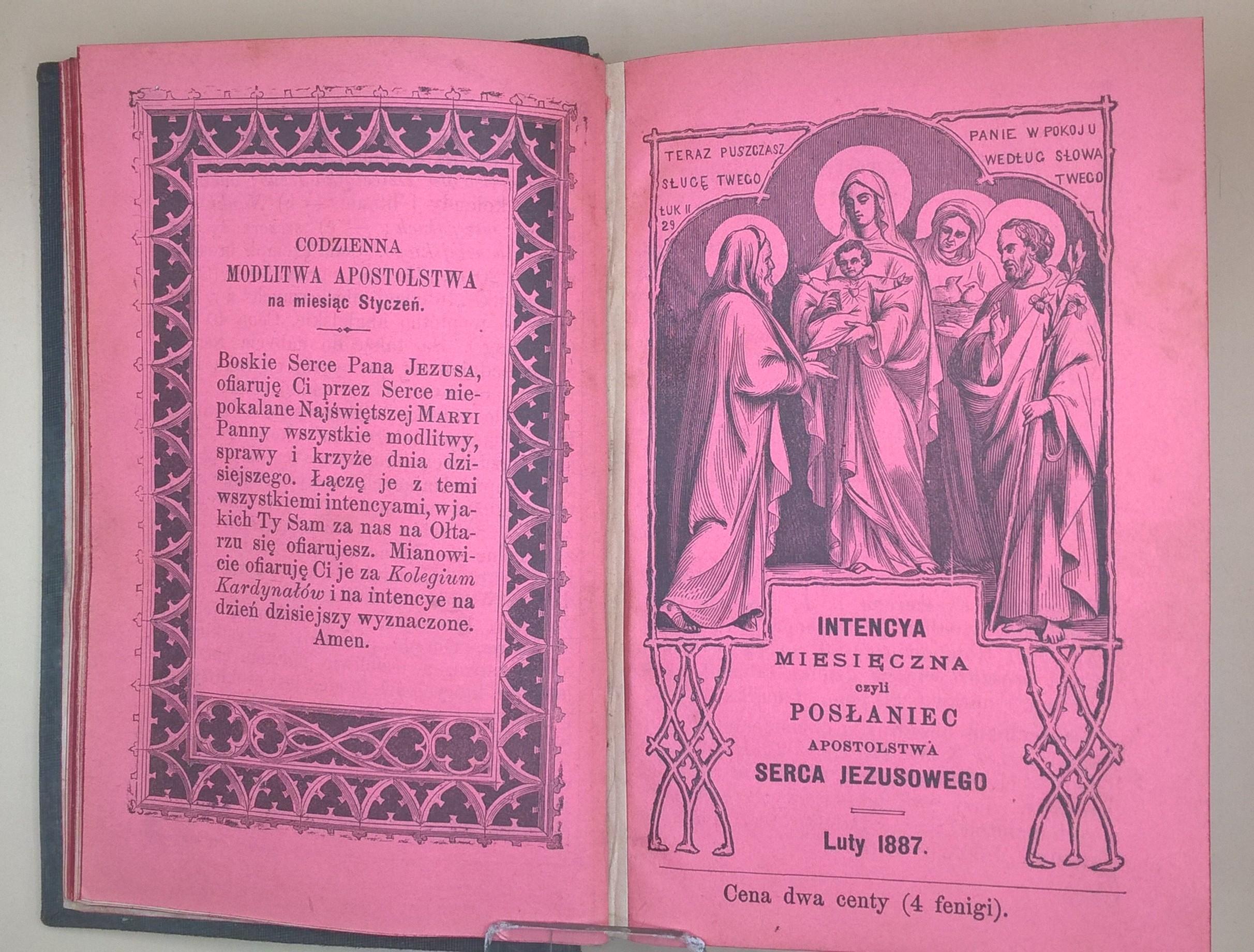 Książeczka modlitewna „Apostolstwo Serca Jezusowego” – rocznik 1887