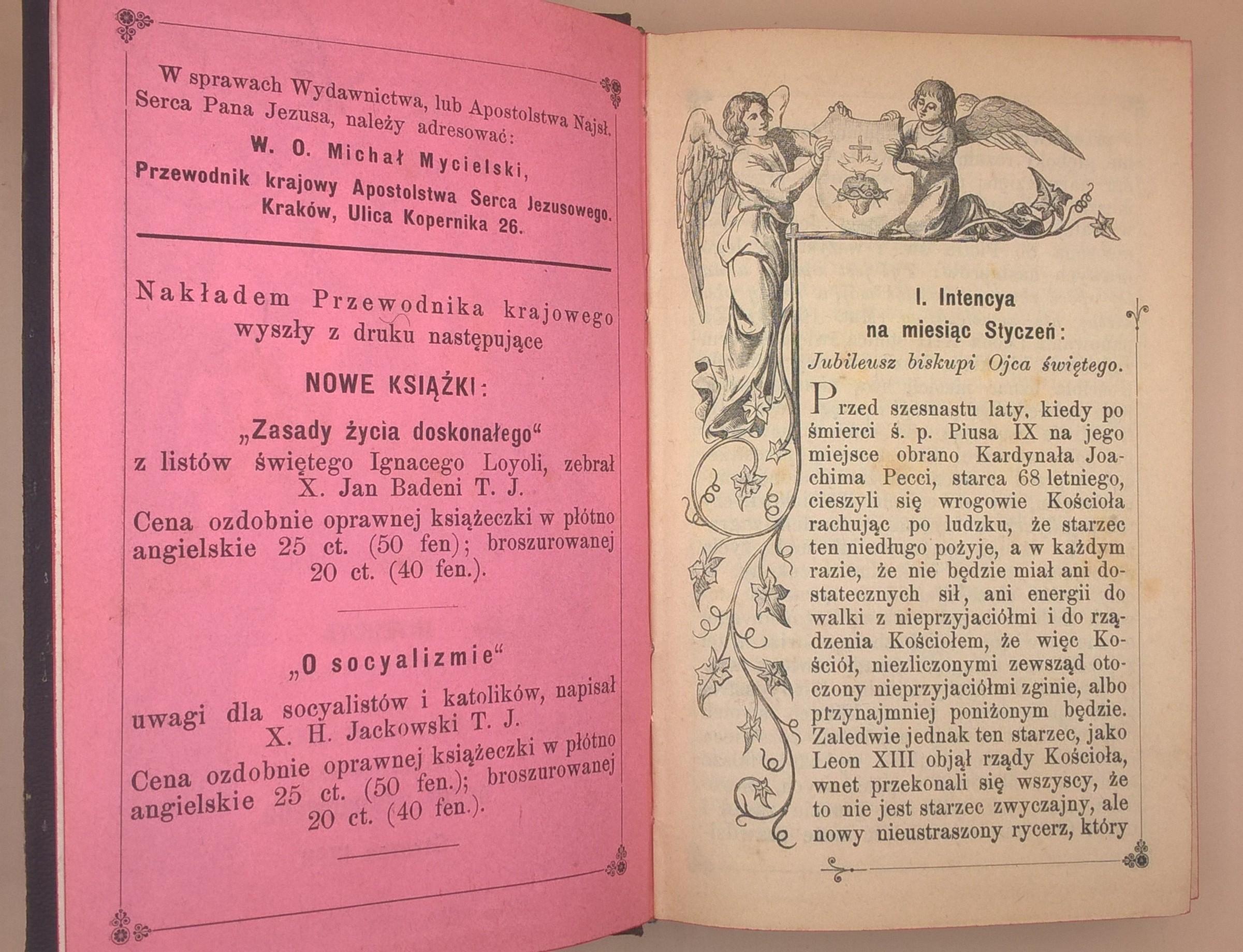 Książeczka modlitewna „Apostolstwo Serca Jezusowego” – rocznik 1893