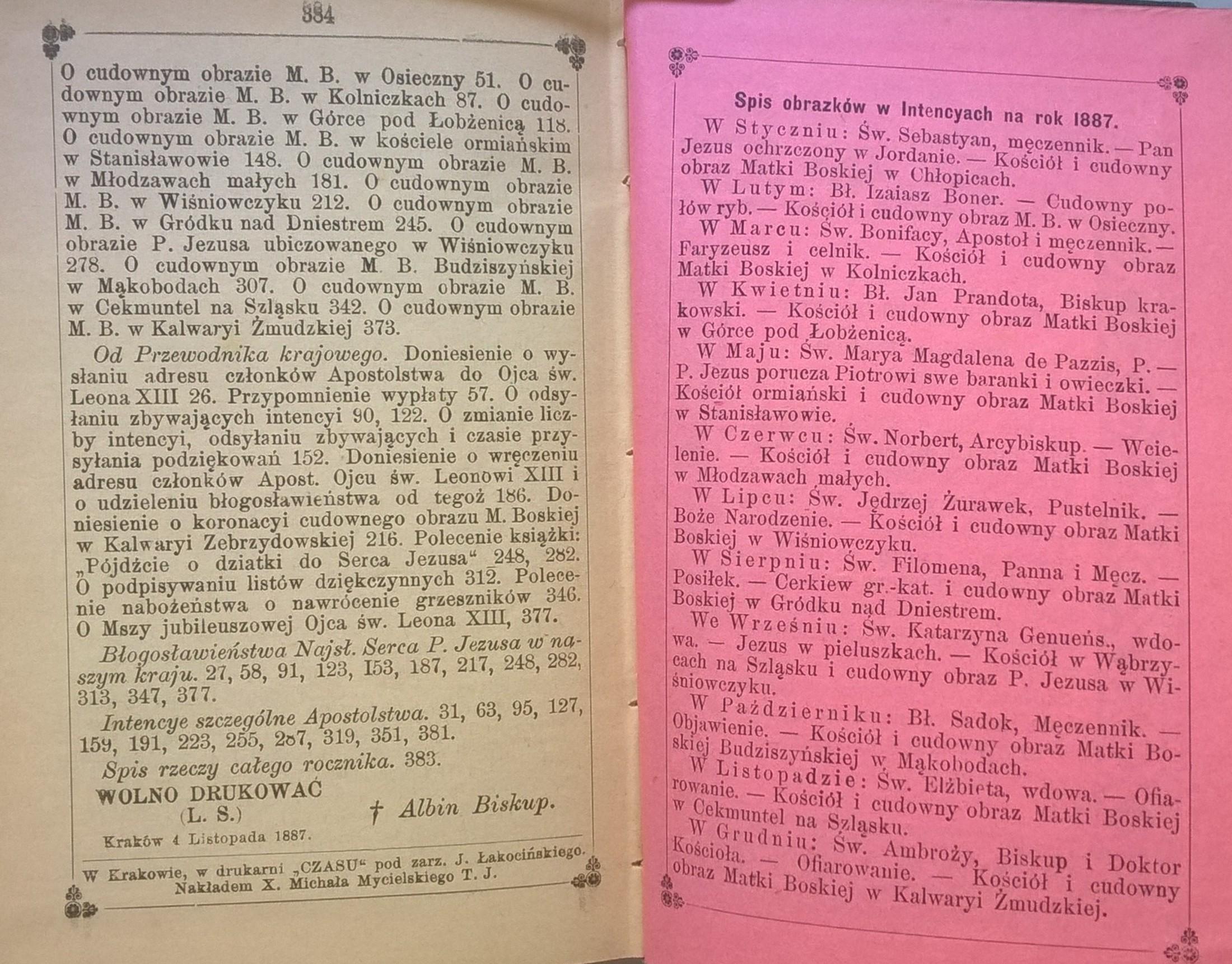 Książeczka modlitewna „Apostolstwo Serca Jezusowego” – rocznik 1887