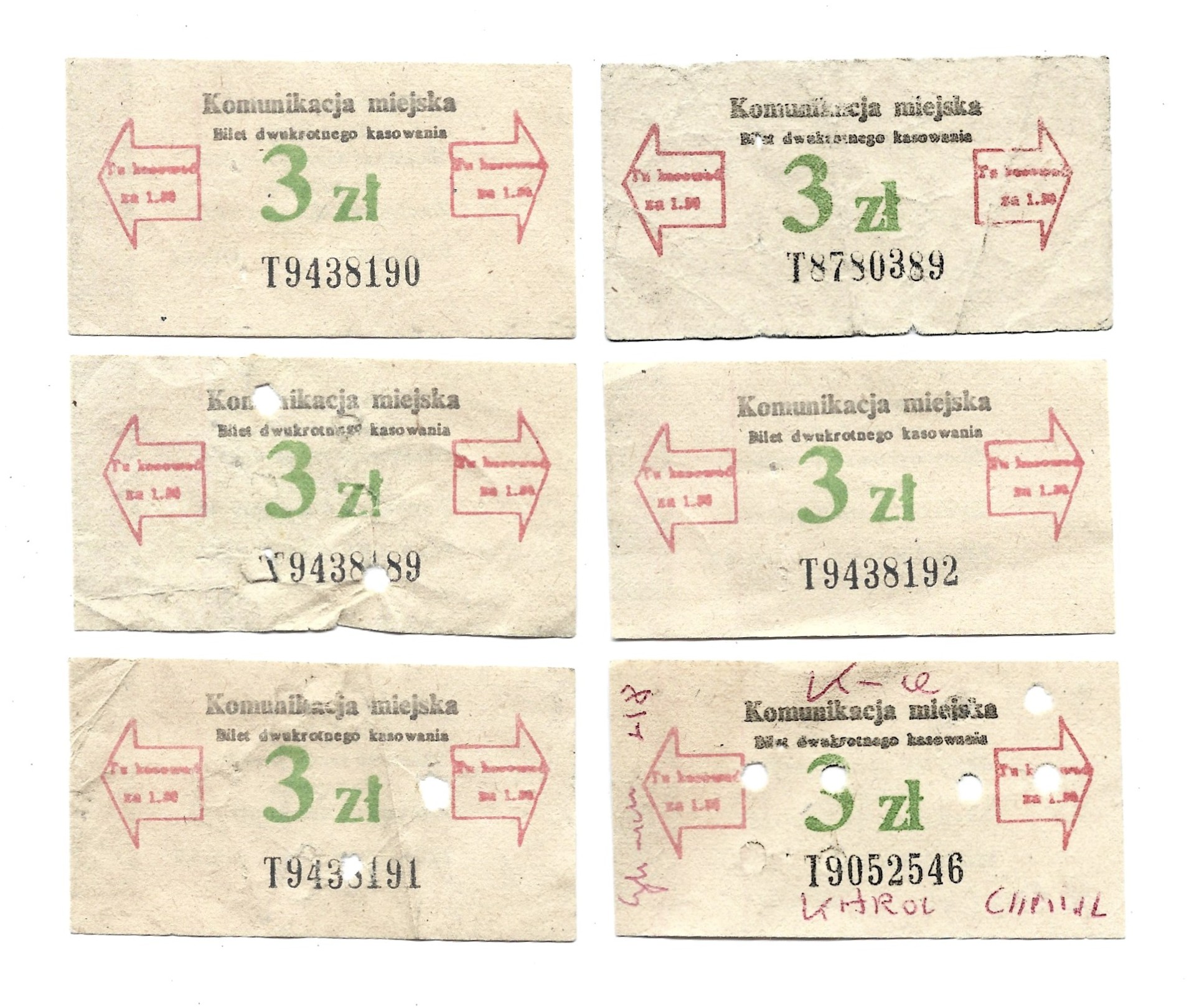 Zestaw starych biletów - Komunikacja miejska