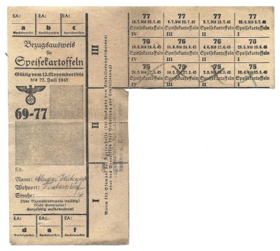 Kartka żywnościowa - III Rzesza, 1944 r.