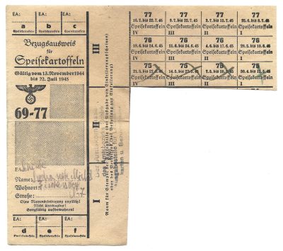 Kartka żywnościowa – III Rzesza, 1944 rok