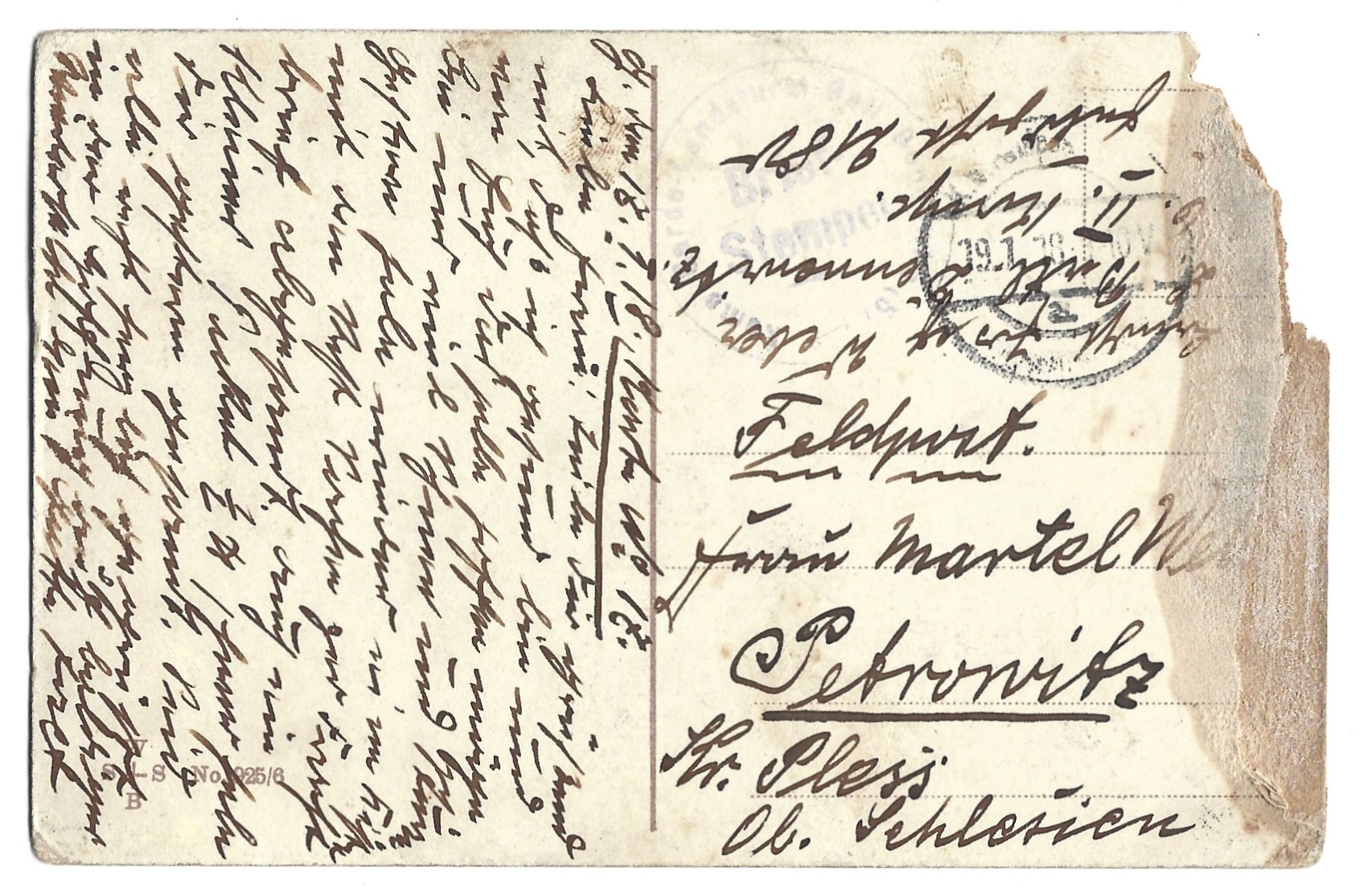 Pocztówka - 1918 r., Feldpost