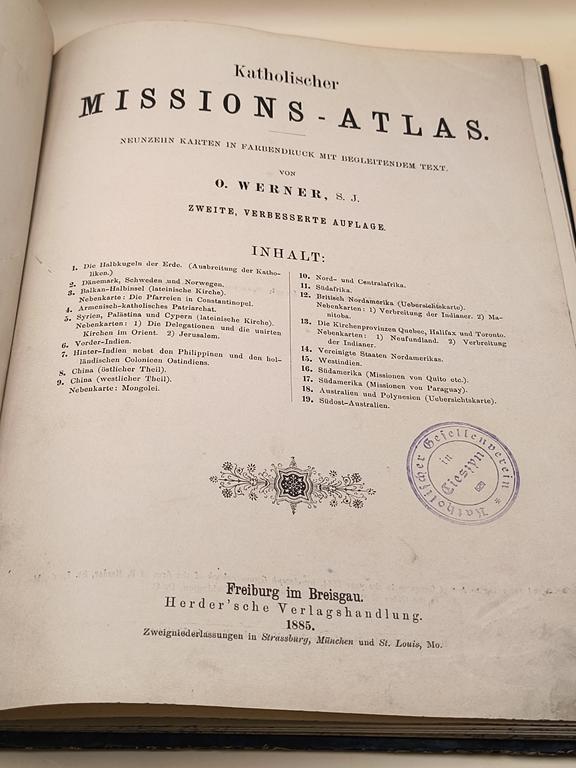 "Katholischer MISSIONS - ATLAS" Oscar Werner - Atlas misji katolickich, 1885 r.