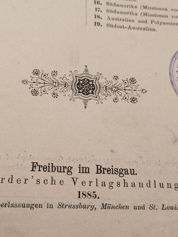 "Katholischer MISSIONS - ATLAS" Oscar Werner - Atlas misji katolickich, 1885 r.