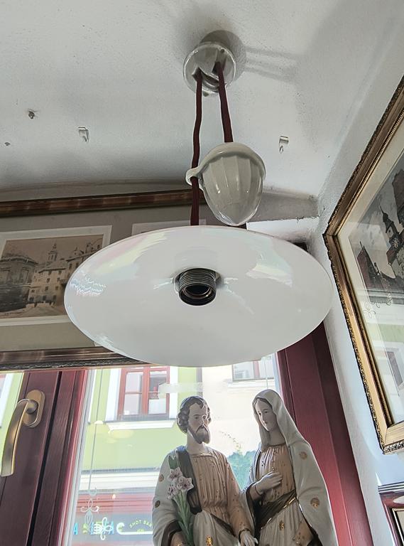 Przedwojenna lampa porcelanowa z wagą