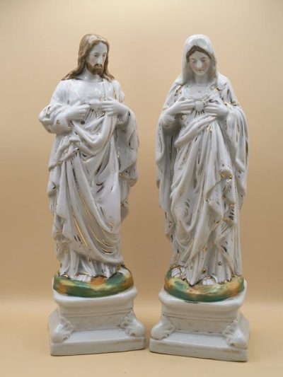 Figurki porcelanowe: Matka Boska i Jezus Chrystus, XIX-XX w.