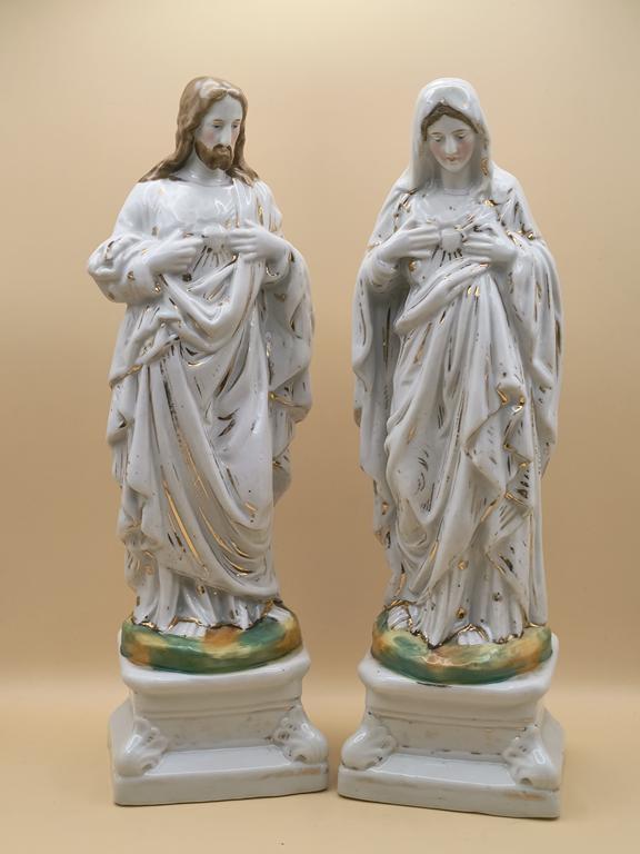 Figurki porcelanowe: Matka Boska i Jezus Chrystus, XIX-XX w.