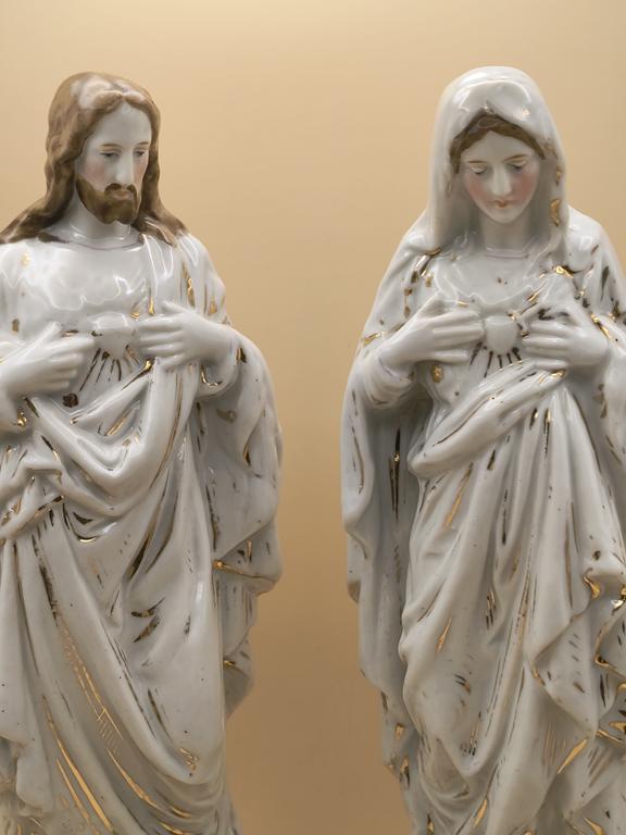Figurki porcelanowe: Matka Boska i Jezus Chrystus, XIX-XX w.