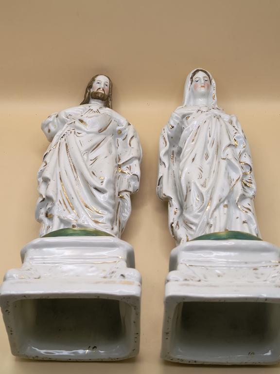 Figurki porcelanowe: Matka Boska i Jezus Chrystus, XIX-XX w.